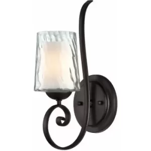 Image of Loops - Wall Light Opal Etched & Clear Glass Elegant Metalwork Dark Cherry LED E14 60W
