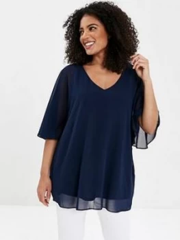 Image of Evans Overlay Top - Navy