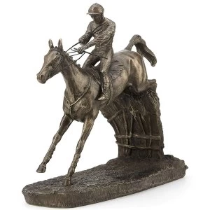 Image of Horse Racing Clearing The Last by David Geenty Cold Cast Bronze Sculpture 19cm