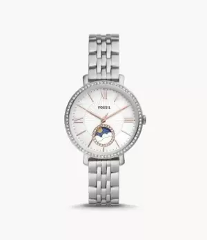 Image of Fossil Women Jacqueline Sun Moon Multifunction Stainless Steel Watch