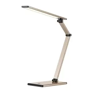 Image of Lampe de bureau aluminium dore hauteur 410 mm pied avec LED