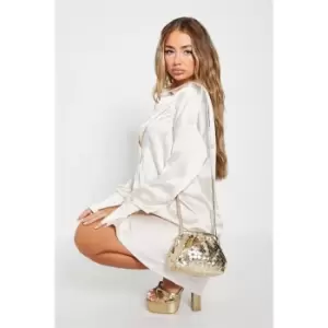 Image of I Saw It First Metallic Woven Faux Leather Cross Body Bag - Metallics