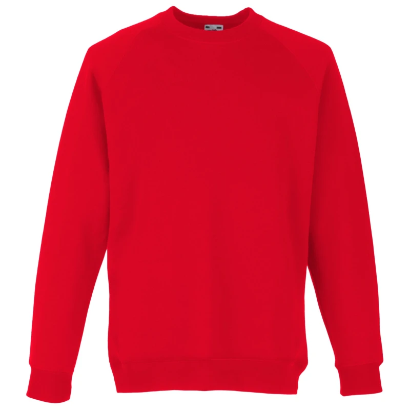 Image of Fruit of the Loom Raglan Sleeve Sweatshirt in Red Size: 12-13 Years Red Unisex 12-13 Years