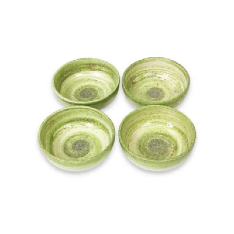 Image of Verano Spanish Ceramics Pastel Beach Hand Painted Kitchen Dining Table Small Bowl Set Of 4 Green 10Cm (Diam)