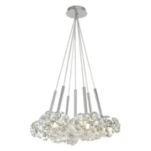 Image of Luminosa Lighting - Luminosa , 7 Light G9 1.5m Cluster Pendant With Polished Chrome And Crystal Shade