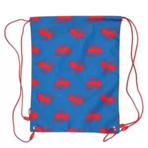 Image of Superman Girls Logo Drawstring Bag (One Size) (Red/Blue)