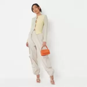 Image of Missguided Cut Out Colourblock Long Sleeve Top - Green