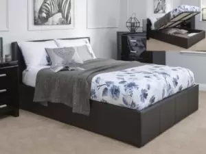 Image of GFW Ecuador 4ft Small Double Black Upholstered Faux Leather End Lift Ottoman Bed Frame