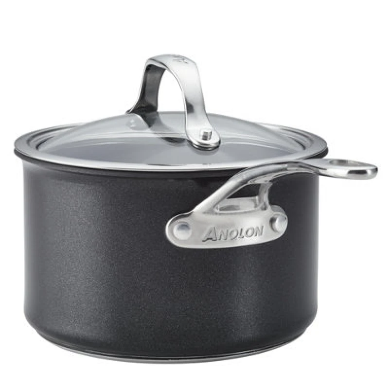 Image of Anolon Black 'X SearTech' Induction Suitable Non Stick Saucepan With Lid Black