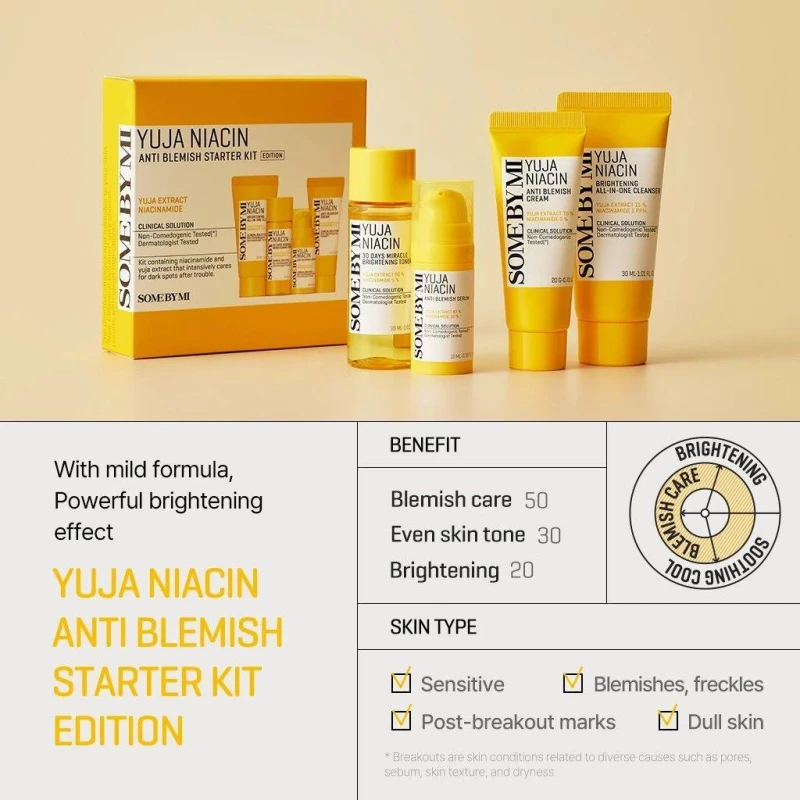 Image of Some By Mi Yuja Niacin Brightening Anti Blemish Starter Kit 10 ml + 30ml + 30g + 20 g