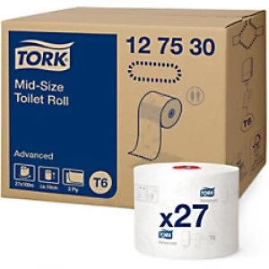 Image of Tork Toilet Rolls T6 Advanced 2 Ply 27 Rolls of 320 Sheets