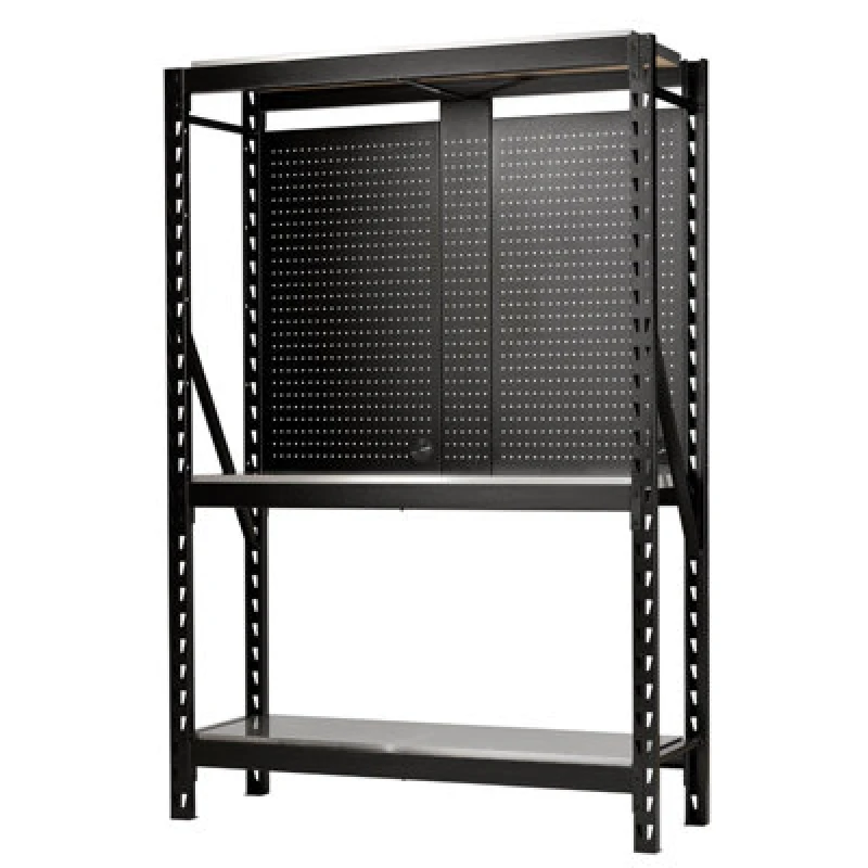 Image of Bunker 17 Piece Modular 3 Tier Stainless Steel Shelf Racking Unit 27922 Colour: Black
