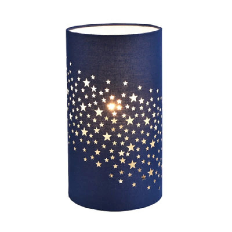 Image of Happy Homewares Modern Stars Decorated Children/kids Midnight Blue Cotton Bedside Table Light