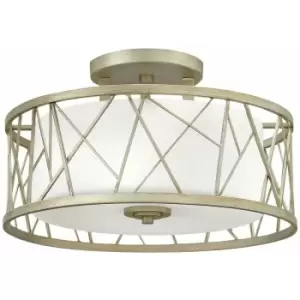 Image of Loops - 3 Bulb Semi Flush Light Opal Glass & Painted Linen Affect LED E27 75W