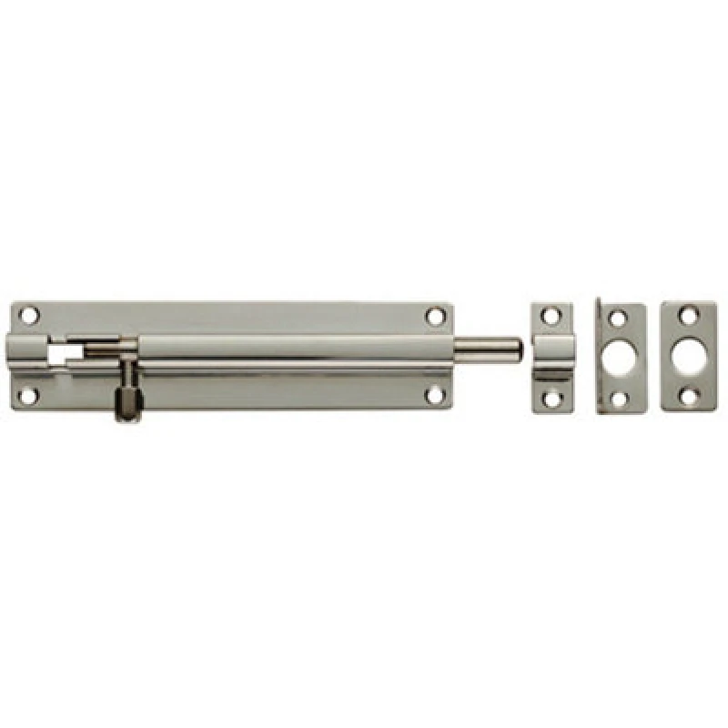Image of Loops Straight Barrel Surface Mounted Door Bolt Lock 150 x 38mm Bright Steel Metallics unisex