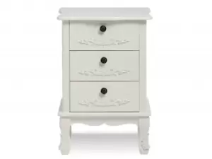 Image of LPD Antoinette White 3 Drawer Bedside Cabinet Assembled
