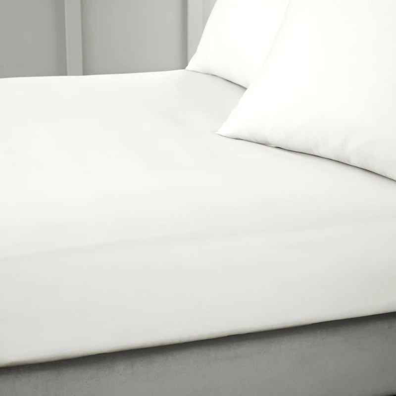 Image of Bianca 400 Thread Count Cotton Sateen Fitted Sheet Cream unisex King