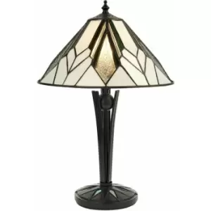 Image of Small Tiffany Glass Table Lamp - Art Deco Style - Requires 40W E14 Golf Bulb led
