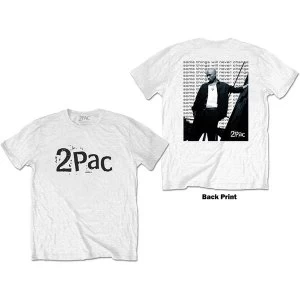 Image of Tupac - Changes Back Repeat Mens Medium T-Shirt - White