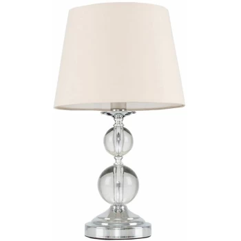 Image of Chrome and Acrylic Ball Touch Dimmer Table Lamp With Light Shade - Beige - No Bulb