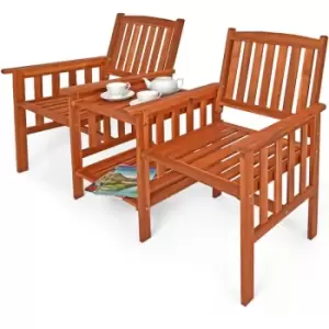 Image of Garden Love Seat Acacia Wood Table and Chairs Companion Bench
