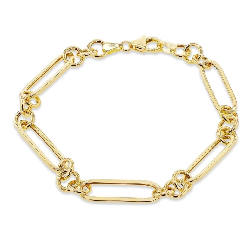 Image of Be You 9ct Gold Hollow Figaro Paper Bracelet Yellow Gold female 7.5in