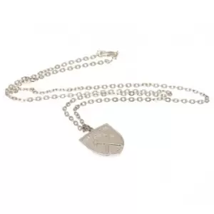 Image of West Ham United FC Silver Plated Crest Pendant And Chain (One Size) (Silver)