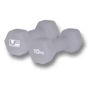 Image of UFE Urban Fitness Hex Dumbbells - Neoprene Covered (pair) (2 X 10Kg - Silver)