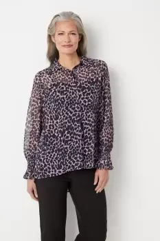 Image of Blush Leopard Shirred Cuff Shirt