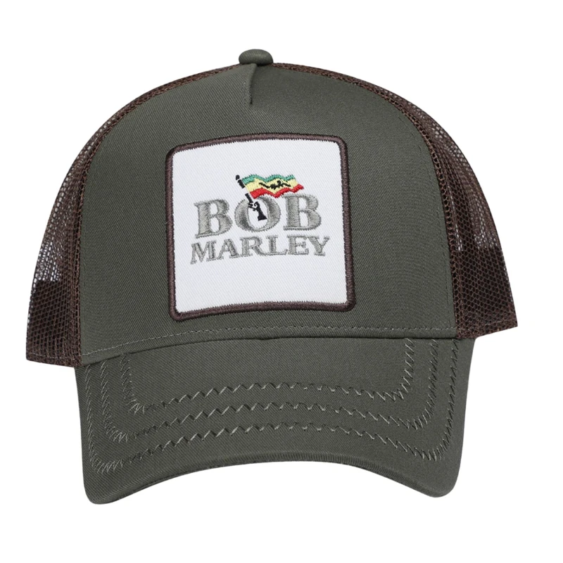 Image of Amplified Womens Bob Marley Trucker Cap in Green Green Female One Size