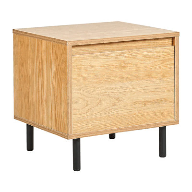 Image of Beliani 1 Drawer Bedside Table Nikea Light Brown