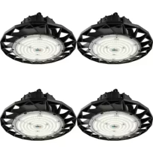 Image of 4 PACK High Bay IP65 Pendant Light - 200W Daylight White LED - Matt Black