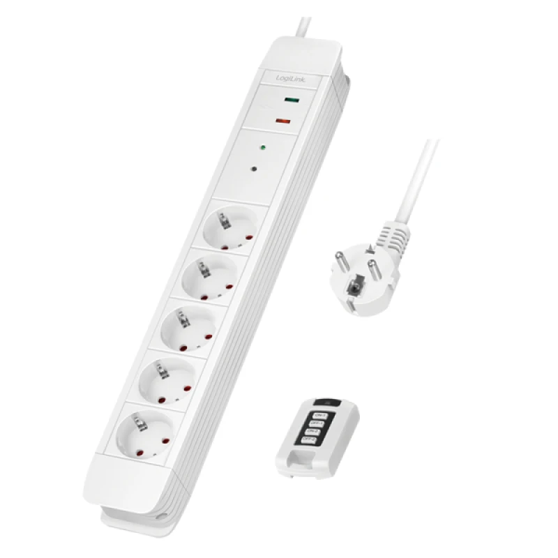 Image of LogiLink LPS402 power extension 1.5 m 5 AC outlet(s) Indoor White