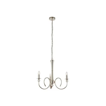 Image of Interiors 1900 Lighting - Interiors Fabia - 3 Light Multi Arm Lamp Pendant Polished Nickel Plate, Clear Crystal, E14