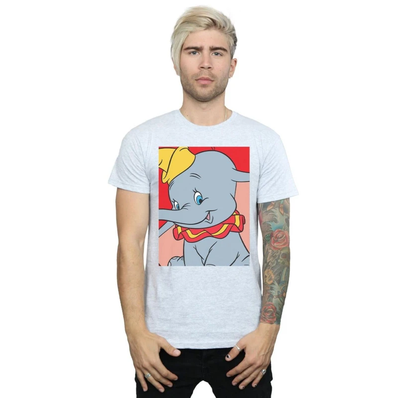 Image of Disney Men Dumbo Portrait T-Shirt in Grey Size: Small Grey S Male 5057955963862