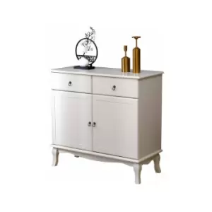 Image of Hmd Furniture - mdf 2 Doors 2 Drawers Sideboard Cupboard Storage Unit Bed Room Living Room Furniture,White,French Curved Leg,90x39.5x86cm(WxDxH)