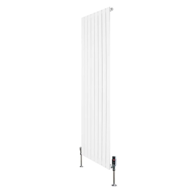 Image of Monstershop Flat Single Column Radiator & Valves - 1600mm x 560mm - White White Unisex