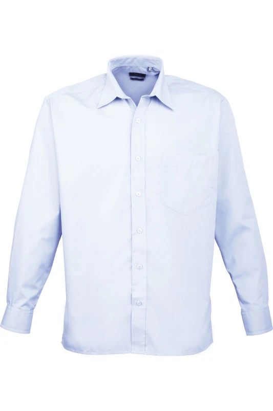 Image of Premier Premier Men Poplin Long-Sleeved Formal Shirt in Light Blue Light Blue One Size Male 5055805361899