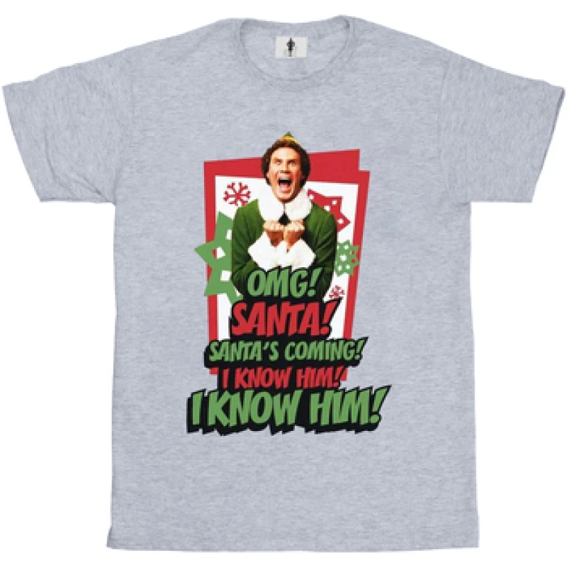Image of Elf Elf Men OMG Santa T-Shirt in Grey Size: Small Grey S Male 5057736308585