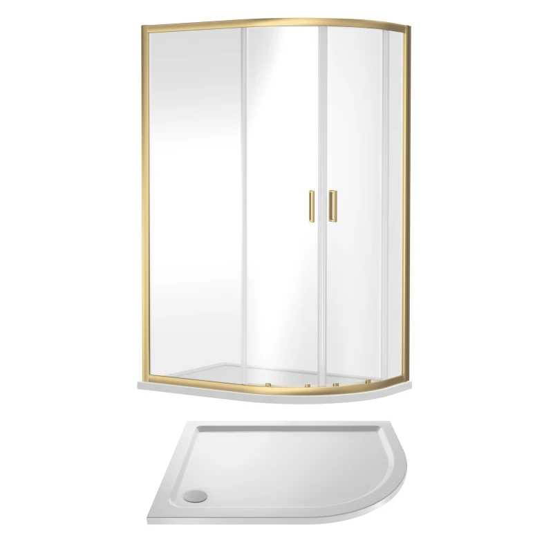 Image of Balterley Ruwa Offset Quad Shower Suite RH, 1200 x 800mm Tray & Enclosure Brass in Metallics Metallics Unisex