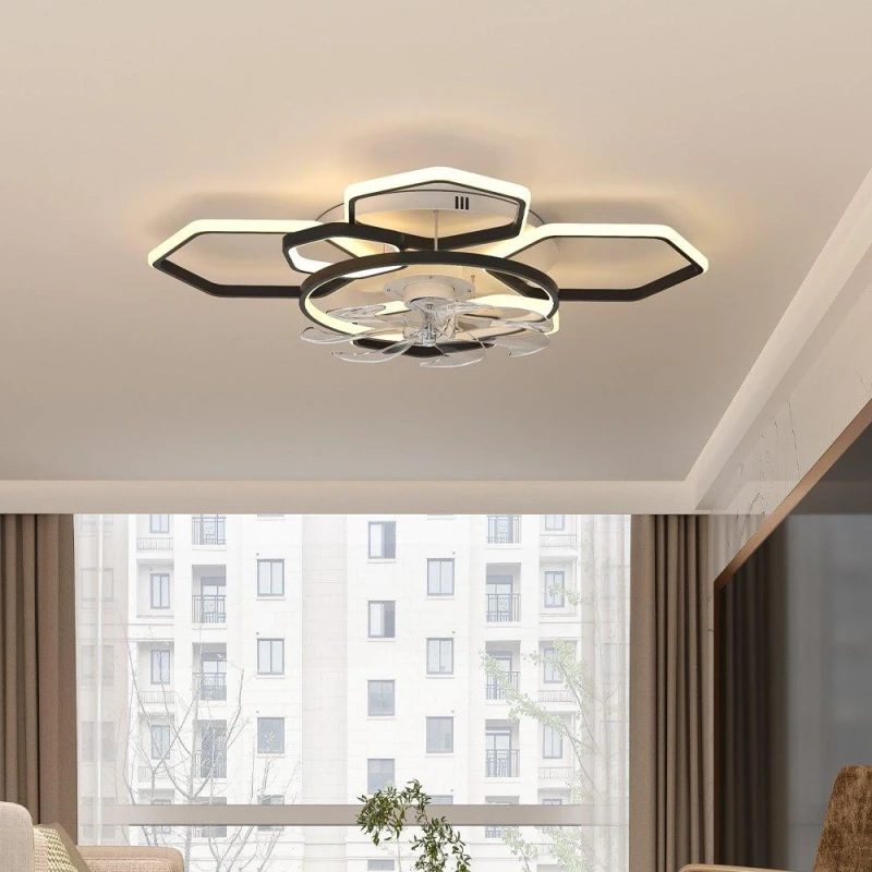 Image of Kabinet UK Geometrical Ceiling Mount LED Fan Light Fans One size White 42394101000
