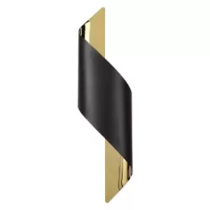 Image of Luminosa Wall Lamp Large, 1 x 8W LED, 3000K, 640lm, Sand Black, Gold, 3yrs Warranty