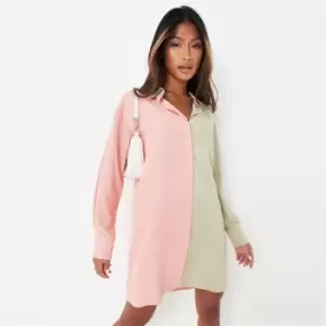 Image of Missguided Oversized Satin Shirt Dress - Green