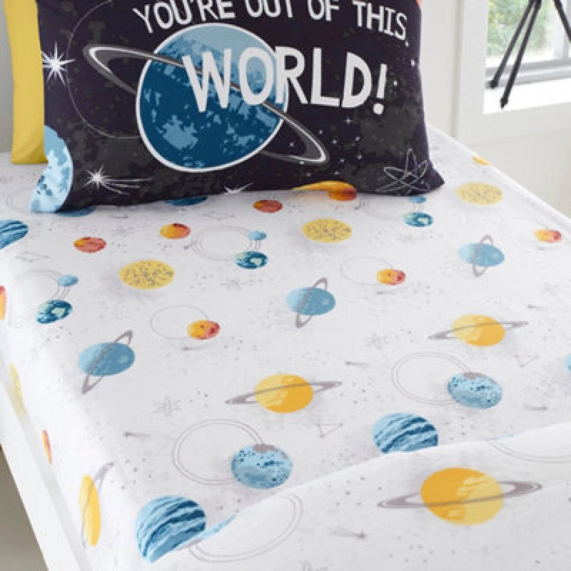 Image of Bedlam Outer Space Bed Linen Fitted Sheet Black