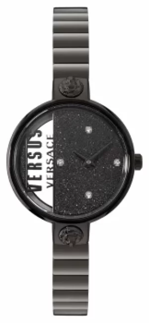 Image of Versus Versace Rue Denoyez Black Glitter Dial Watch