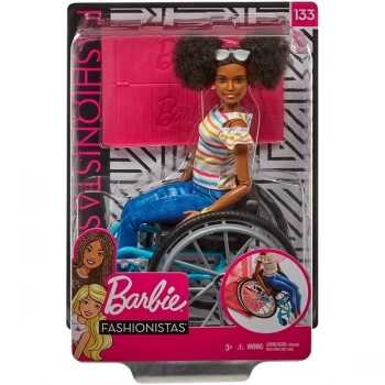 Image of Barbie Fashionista Doll and Wheelchair - Brunette