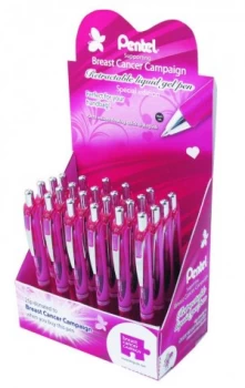 Image of Pentel Breast Cancer Campaign Energel XM Liquid Gel Pen 24 Piece Displ