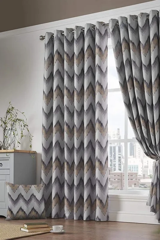 Image of ALAN SYMONDS Oslo Eyelet Ring Top Curtains Thermally Efficient Blackout Curtain Ochre 66x72" 124024828