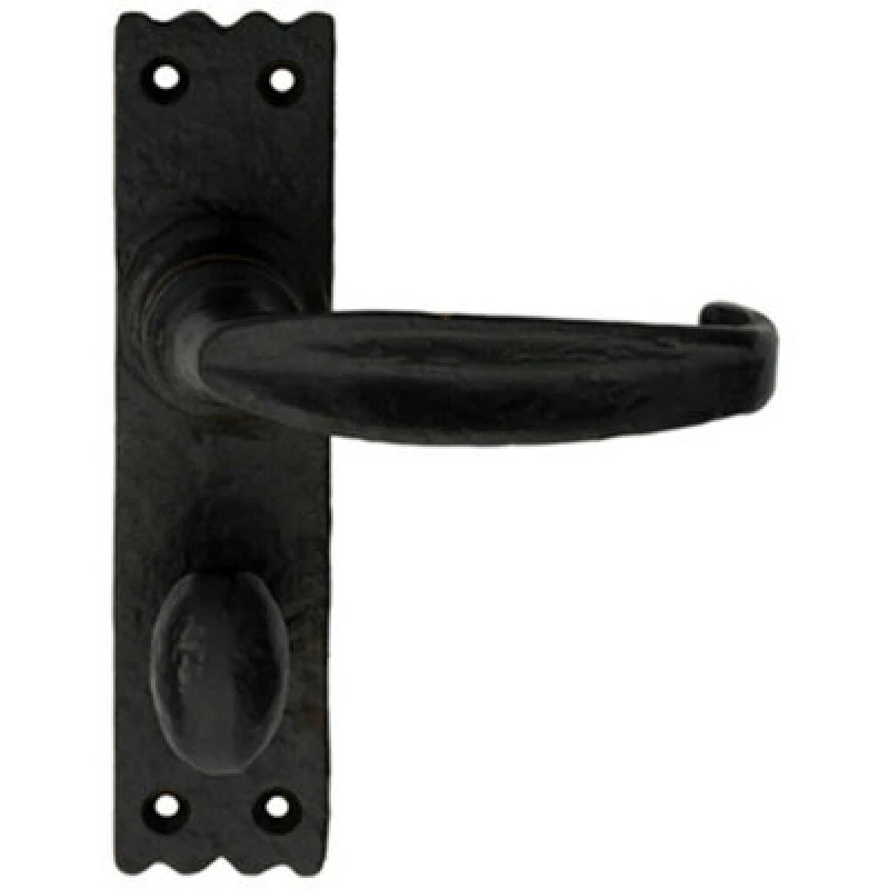 Image of Loops PAIR Creased Style Lever on Slim Bathroom Backplate 156 x 38mm Black Antique Black