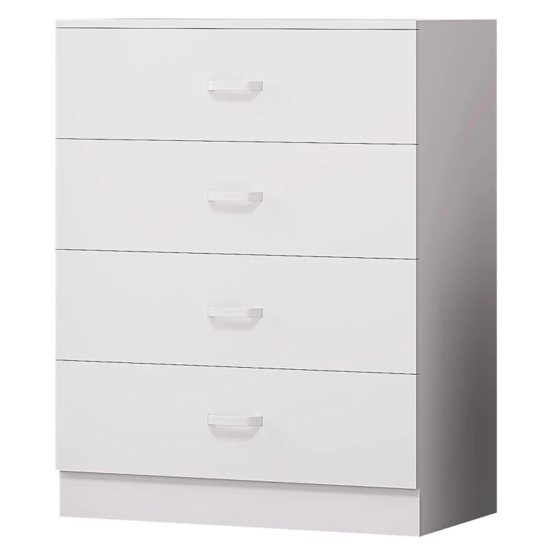 Image of FWStyle FWStyle White 4 Drawer Chest Of Drawers Metal Handles Scratch Resistant White One Size Unisex 5056413127808